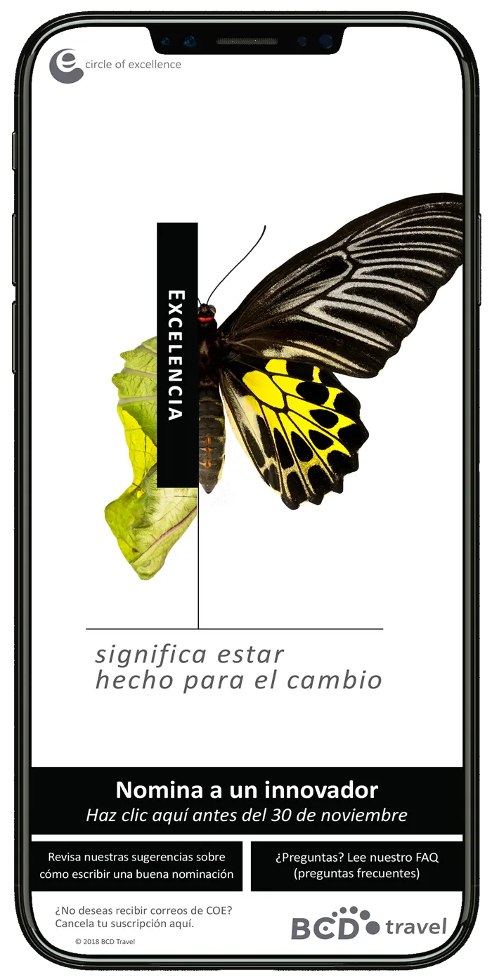 BCD Travel Circle of Excellence campaign butterfly graphic