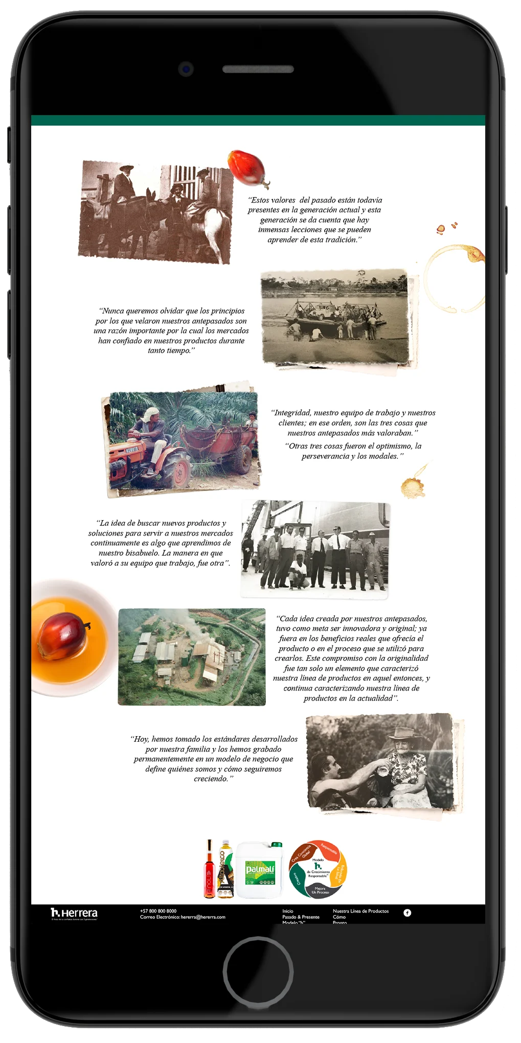Herrera mobile website history and branding