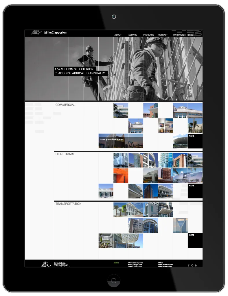 Miller Clapperton website on iPad