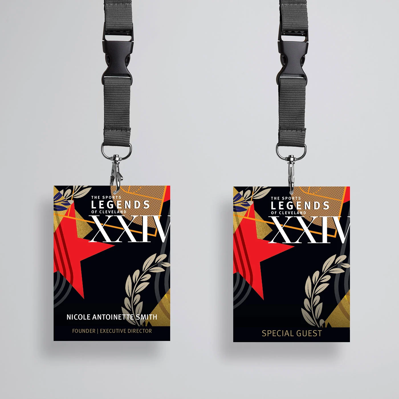 Sports Legends of Cleveland event ID tag designed by Neon Alfred